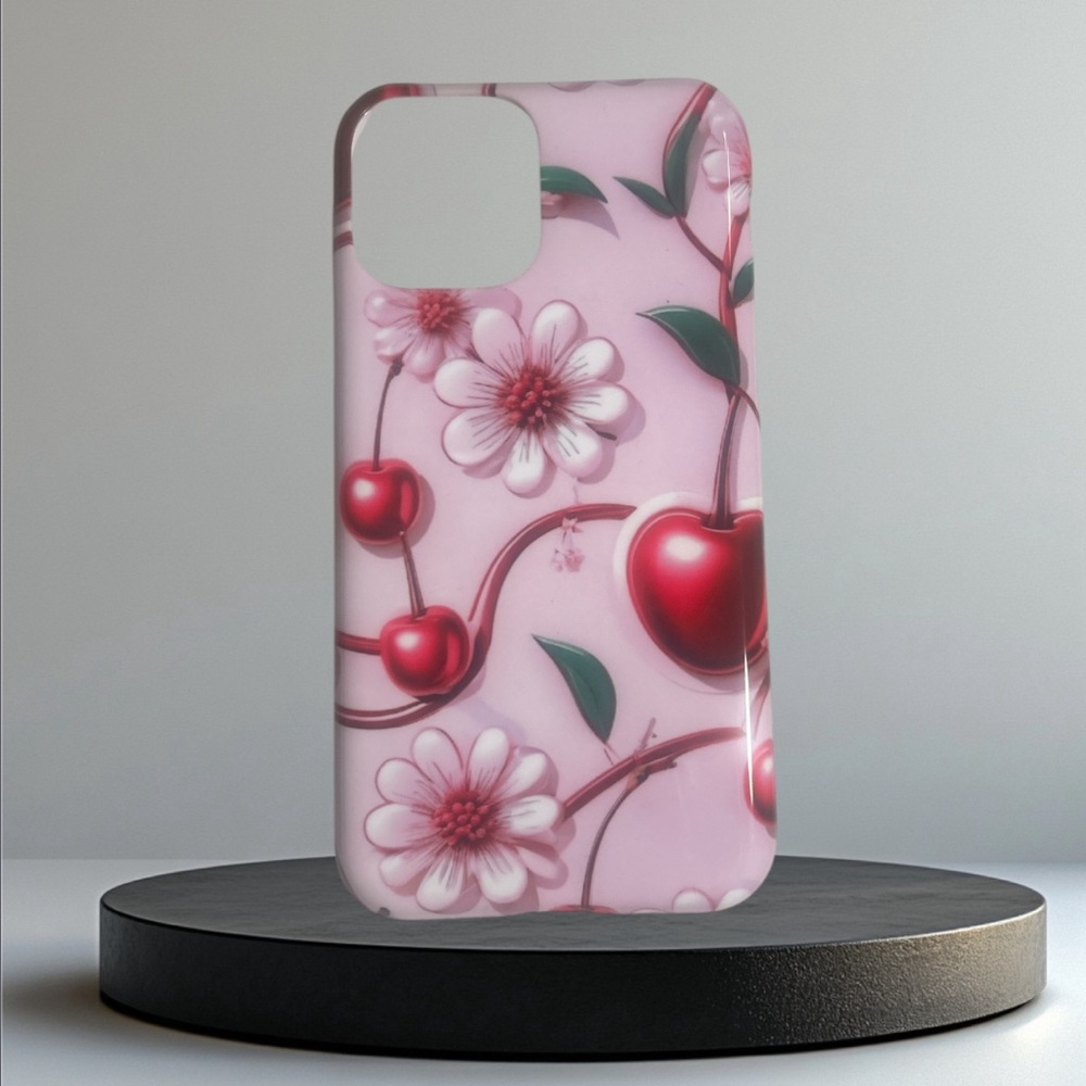 Floral Cherry Phone Case - Pink